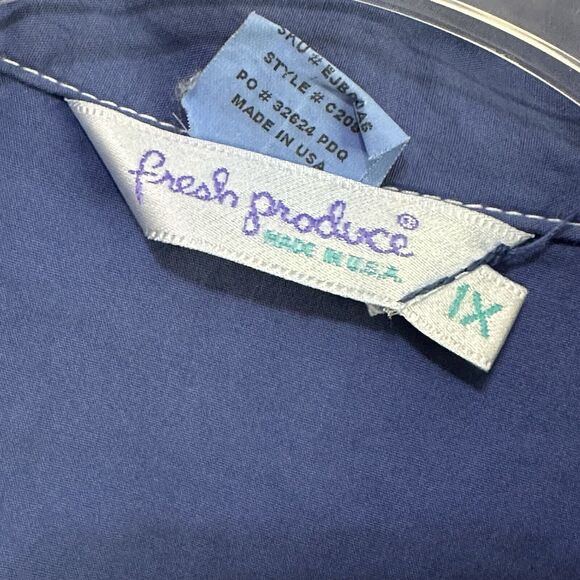 Fresh Produce Jacket Plus 1X Cotton Blue Lightweight Button Front Pockets Chore - Picture 6 of 12